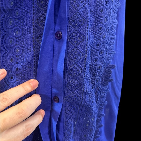 Maeve by Anthropology Elegant Blue Women's Top with Lace Detailing - Picture 7 of 8